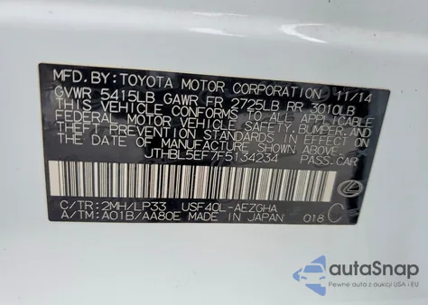 2015 Lexus Ls 460 z USA, uszkodzony, nr VIN JTHBL5EF7F5134234